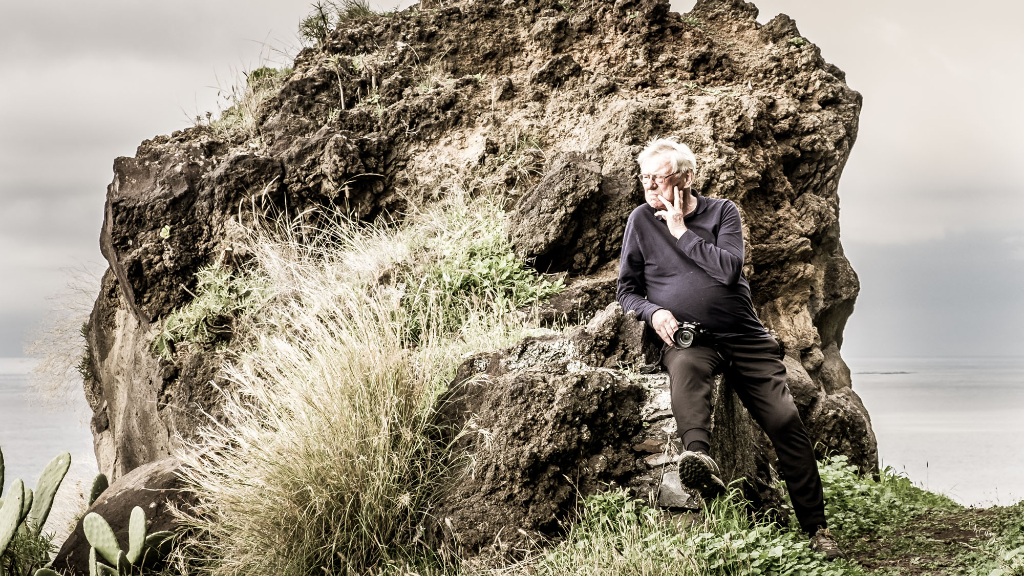 Ole on the Madeira coast, sepia